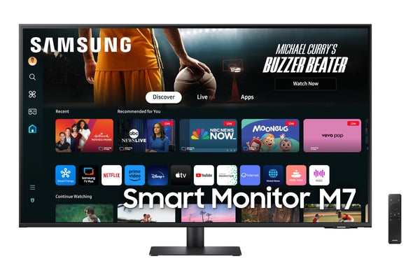 Samsung LS43DM702UUXXU 43" 4K Ultra HD HDR10 Smart Monitor with Speakers - 3840x2160, USB-C, HDMI, WiFi, Bluetooth, Smart Hub for TV streaming, Catch Up Apps and Gaming Hub