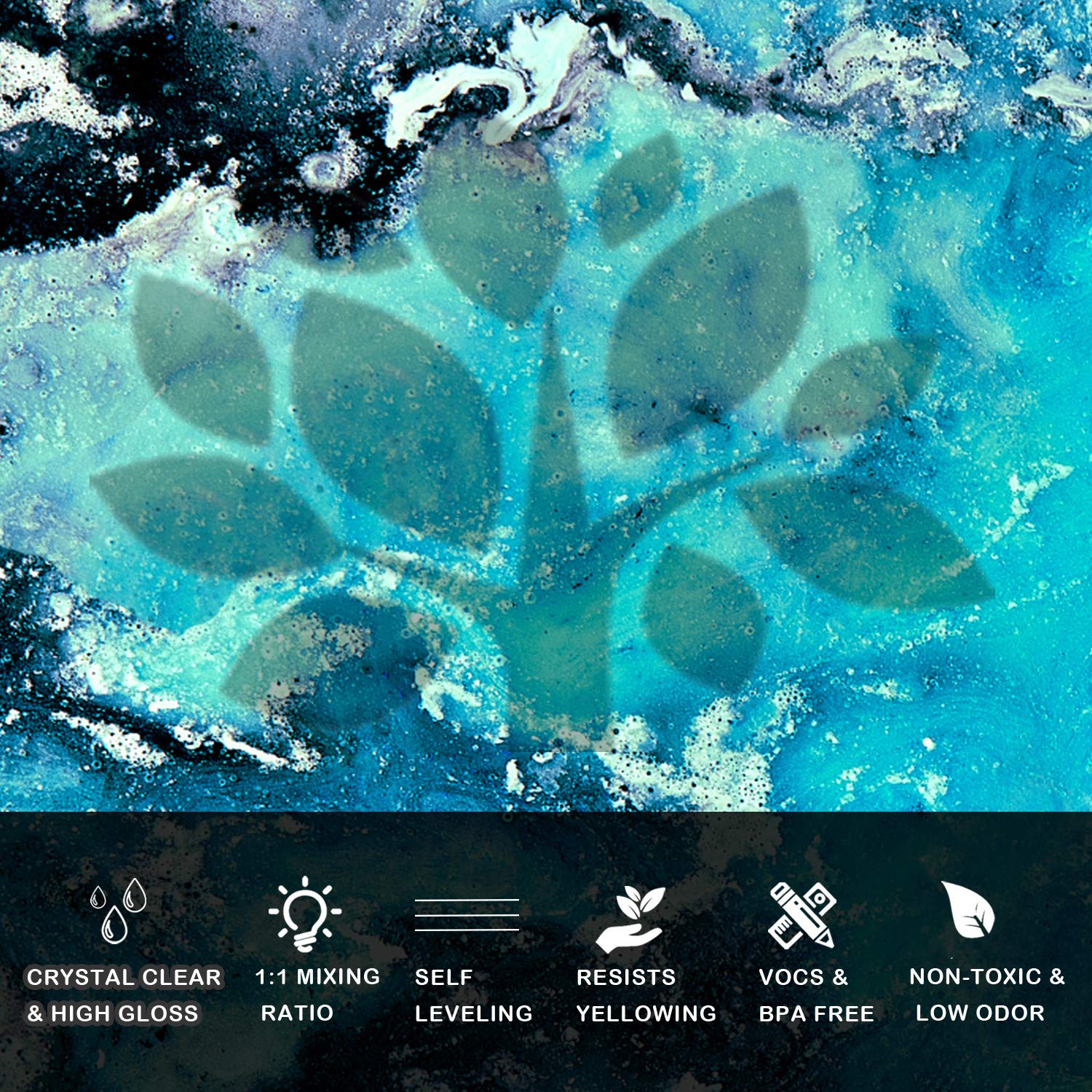 Clear Epoxy Resin Art Resin 1 Gallon Kit 2 Part Epoxy Kit Clear Jewelry Resin with Bonus Measuring Cups, Mixing Sticks, Plastic Spreader and Rubber