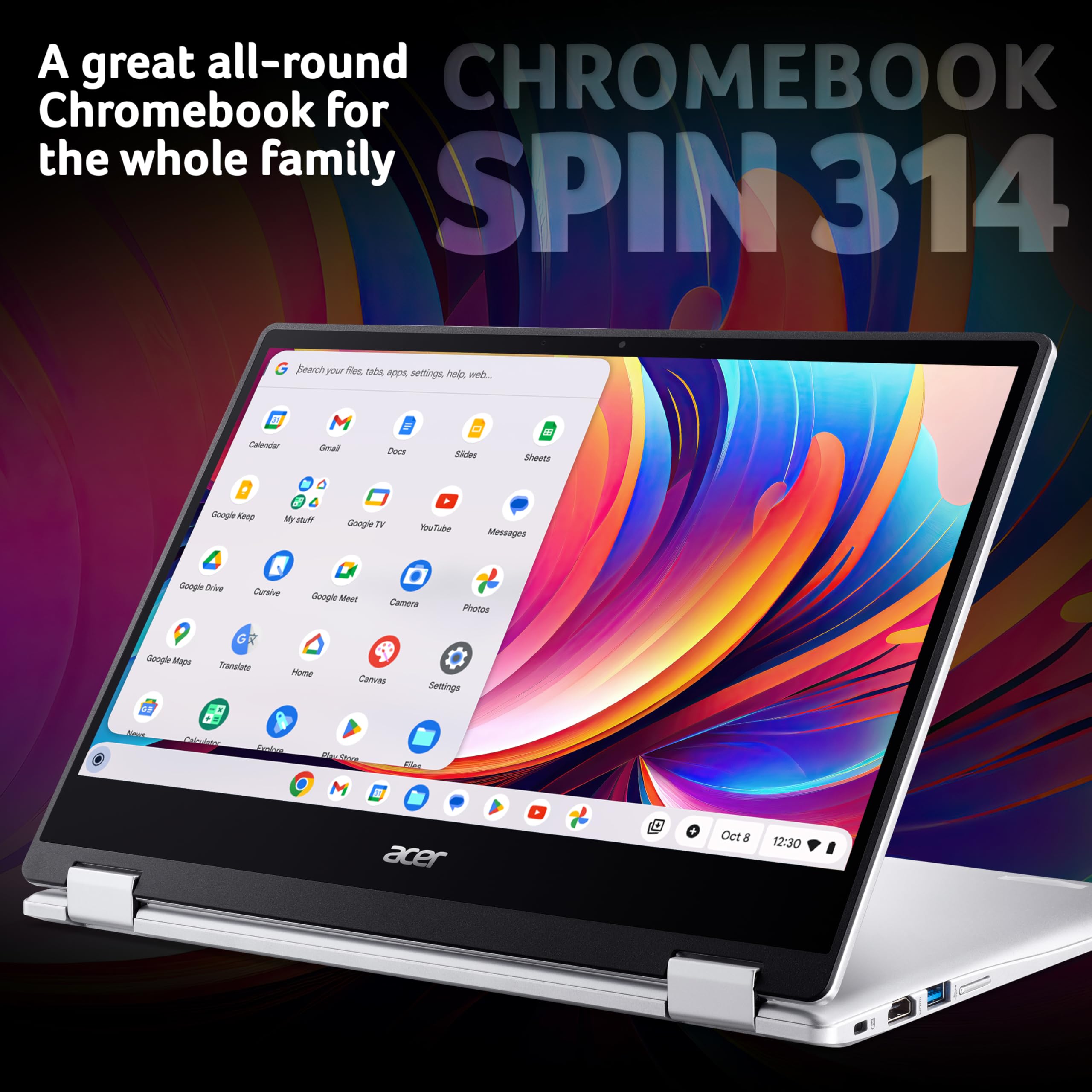 Acer Chromebook 314 CB314E Laptop - Intel Celeron N4500, 4GB, 64GB eMMC, Integrated Graphics, 14" Full HD, Google Chrome OS, black