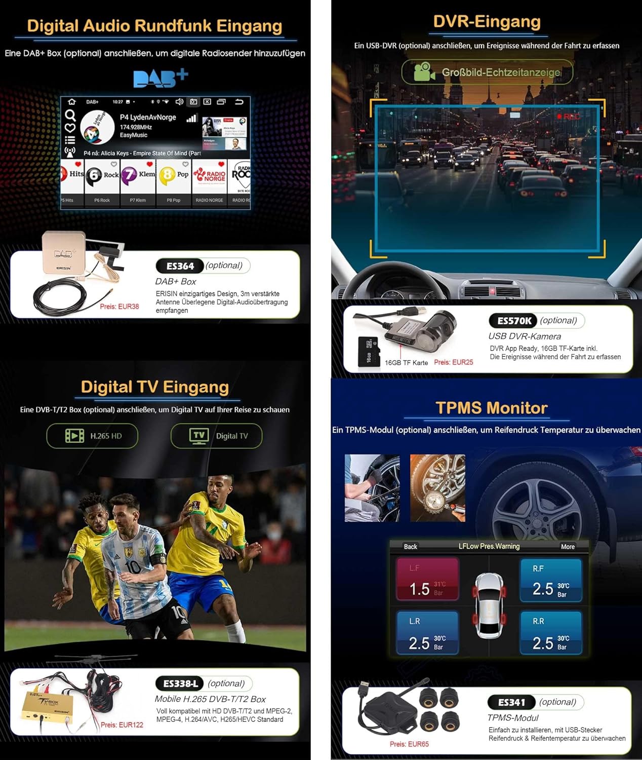 Erisin 7 inch 8-Core 4GB+64GB Android 13 Car Stereo Sat Nav For VW Polo Passat Golf MK5 MK6 Caddy EOS Seat Skoda CarPlay Android Auto DSP DAB+ Bluetooth GPS OPS WIFI 4G DVR CD Player Head Unit