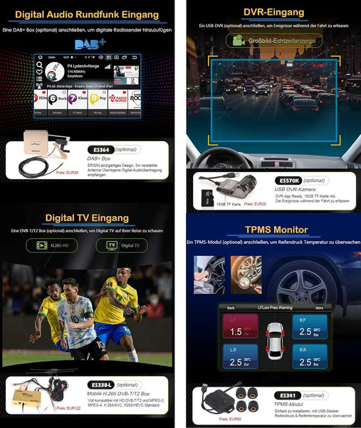 Erisin 7 inch 8-Core 4GB+64GB Android 13 Car Stereo Sat Nav For VW Polo Passat Golf MK5 MK6 Caddy EOS Seat Skoda CarPlay Android Auto DSP DAB+ Bluetooth GPS OPS WIFI 4G DVR CD Player Head Unit