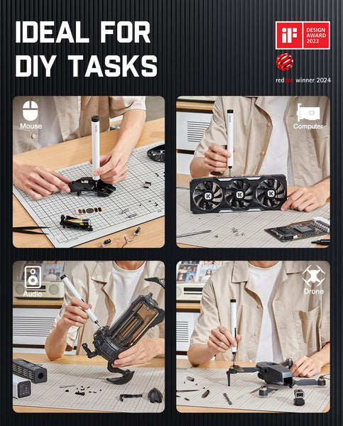 Fanttik E1 Max 3.7V Electric Screwdriver, Mini Precision Screwdriver Set, 50 Magnetic Bits, Magnetic Storage, 5/32‘’Hex, Repair Tool Kit for Electronics Phone Camera Laptop Watch (Grey)