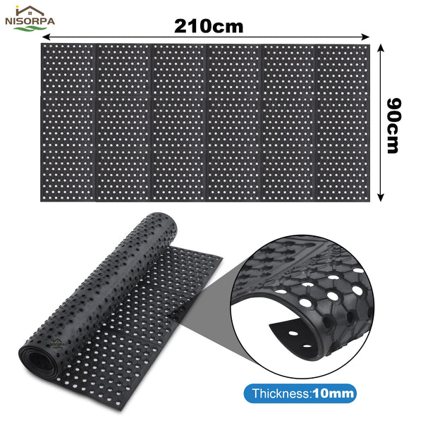 Nisorpa Large Outdoor Entrance Rubber Mats, 90cm x 210cm Heavy duty Rubber Drainage Mat Anti Fatigue Mat Non Slip Commercial Doormat with Drainage