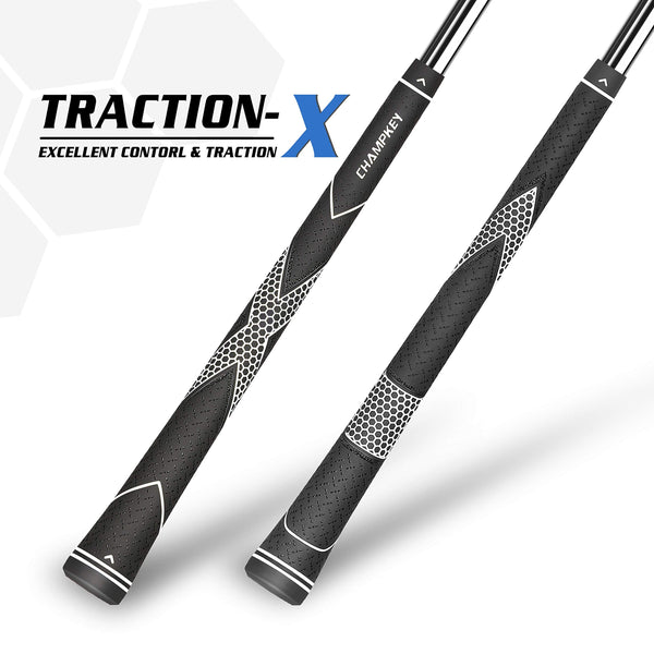 CHAMPKEY Premium Rubber Golf Grips 13 Pack | High Traction and Feedback Rubber Golf Club Grips - All Repair Kits (Black&White, Standard)