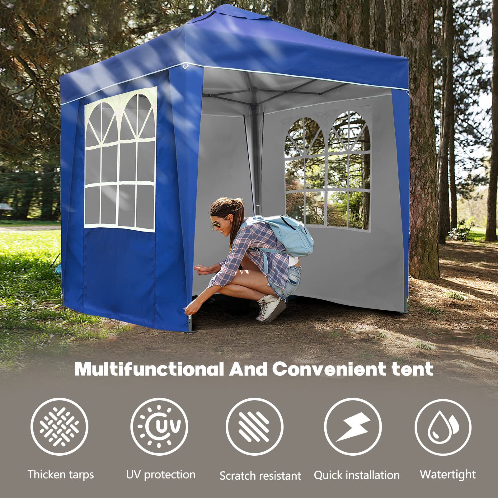 SANHENG Pop Up Gazebo, Pop Up Tent with Weights, Fully Waterproof, All Weather Gazebo ideal for Outdoor Party Camping (2x2m,Blue)