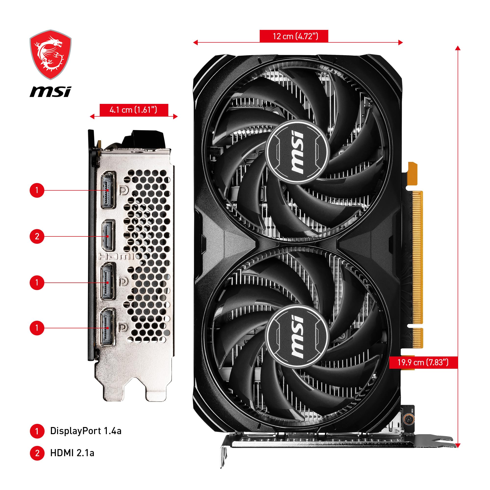 MSI GeForce RTX 4060 VENTUS 2X WHITE 8G OC Gaming Graphics Card - 8GB GDDR6X, PCI Express Gen 4, 128-bit, 3x DP v 1.4a, HDMI 2.1a (Supports 4K & 8K HDR)