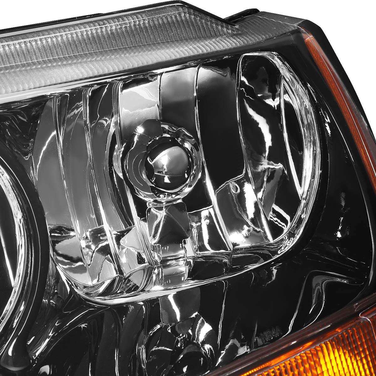 DNA MOTORING HL-OH-JGC99-BK-AM Black Amber Headlights Assembly Replacement Compatible with 99-04 Jeep Grand Cherokee