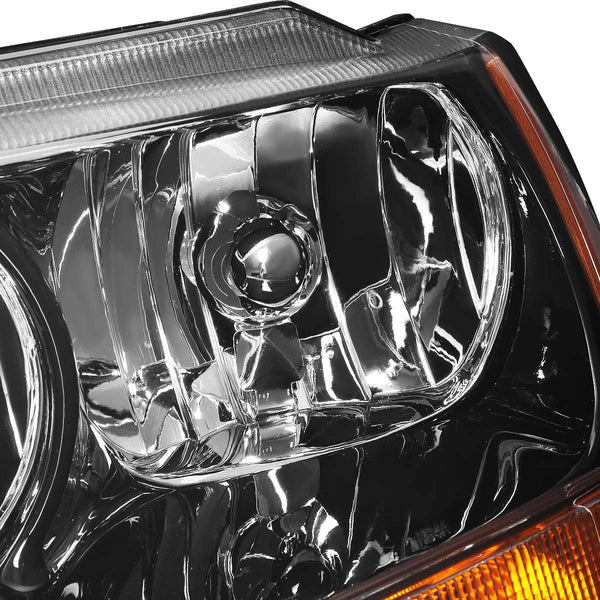 DNA MOTORING HL-OH-JGC99-BK-AM Black Amber Headlights Assembly Replacement Compatible with 99-04 Jeep Grand Cherokee