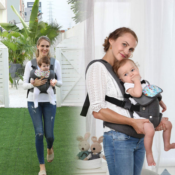 HUIMO Baby Carrier, Ergonomic Design Infant Sling Convertible with Soft Breathable Air Mesh and All Adjustable Buckles for Toddler or Newborn Babies (Grey)