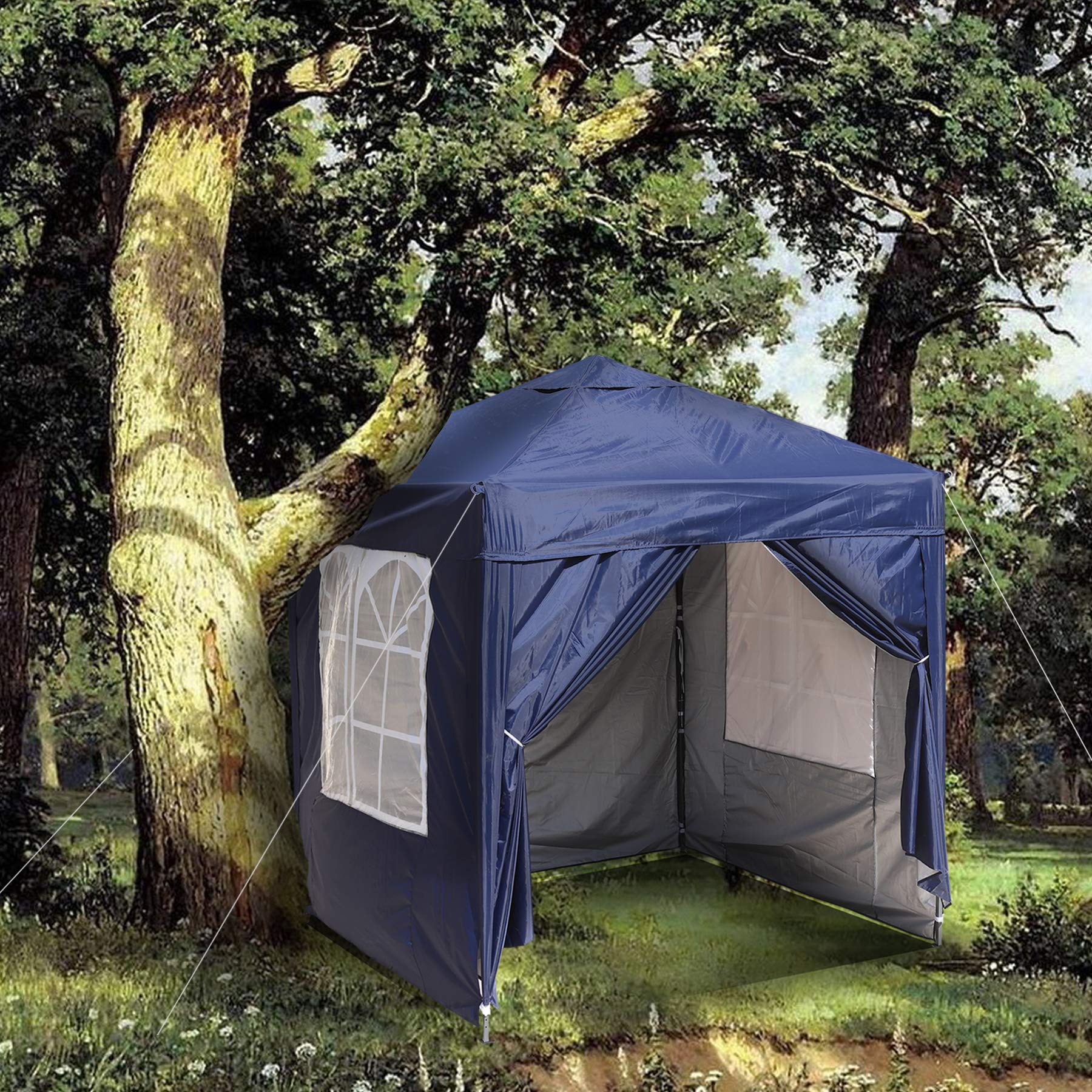 SANHENG Pop Up Gazebo, Pop Up Tent with Weights, Fully Waterproof, All Weather Gazebo ideal for Outdoor Party Camping (2x2m,Blue)