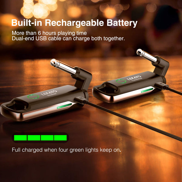 Wireless Guitar System,LEKATO Wireless Guitar Transmitter Receiver with 70 Channels,<3ms Low Latency Rechargeable Digital Audio Guitar Cable Cordless Bass Jack Lead for Electric Guitars,Bass,KeyBoard