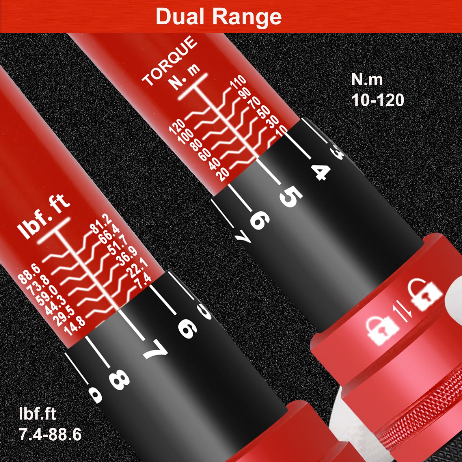 ATsafepro Torque Wrench 3/4 Inch, 100-600 Nm Torque Wrenchs, ±3% Error Accuracy with 48 Teeth Dual-Direction Adjustable for Repair of Car, Truck, Tractor