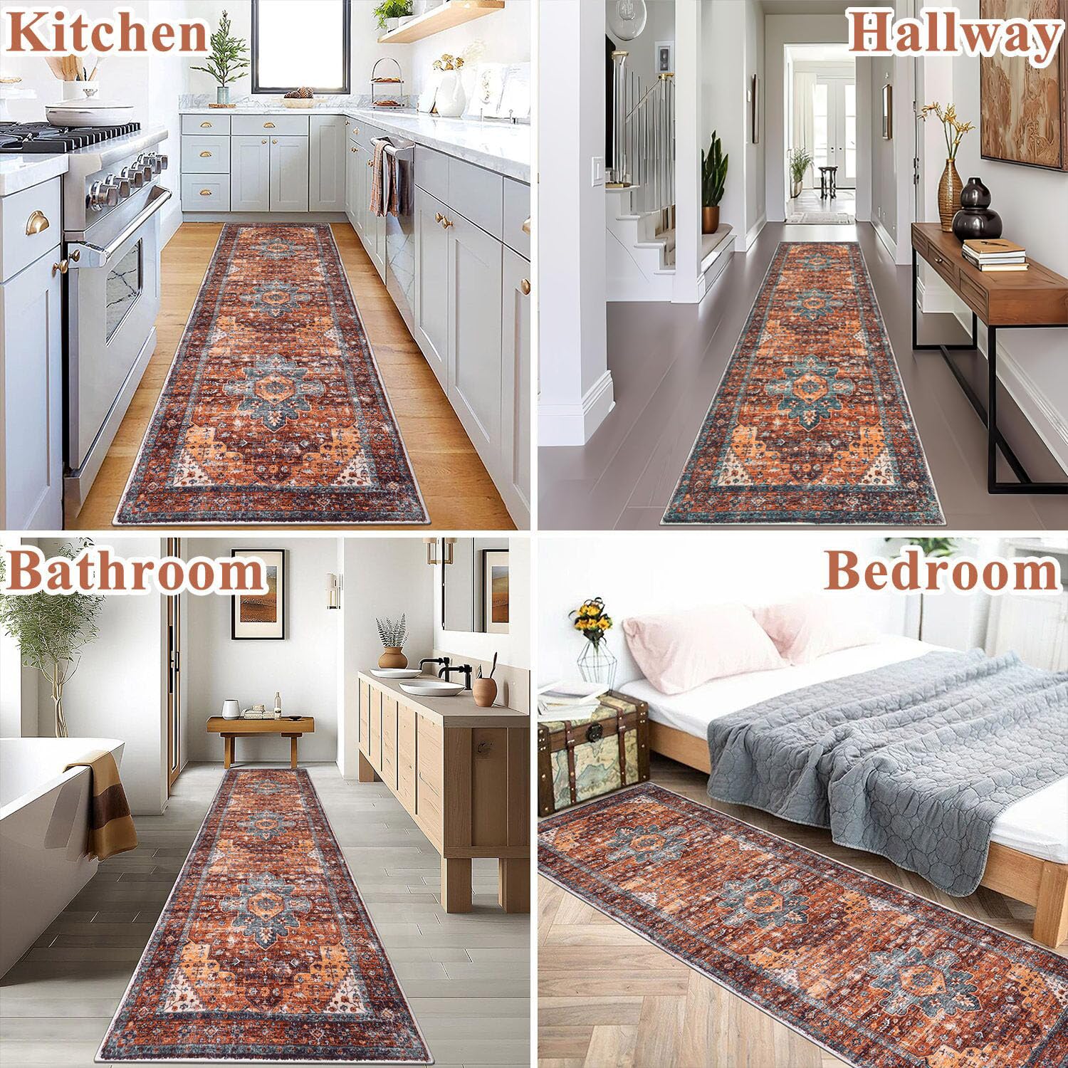 SHACOS Extra Long Hallway Runner Rug Non Slip 60 x 245 cm Hallway Hall Runner Rug Washable Runner Rug Narrow Rugs Boho Carpet Runners for Hallway
