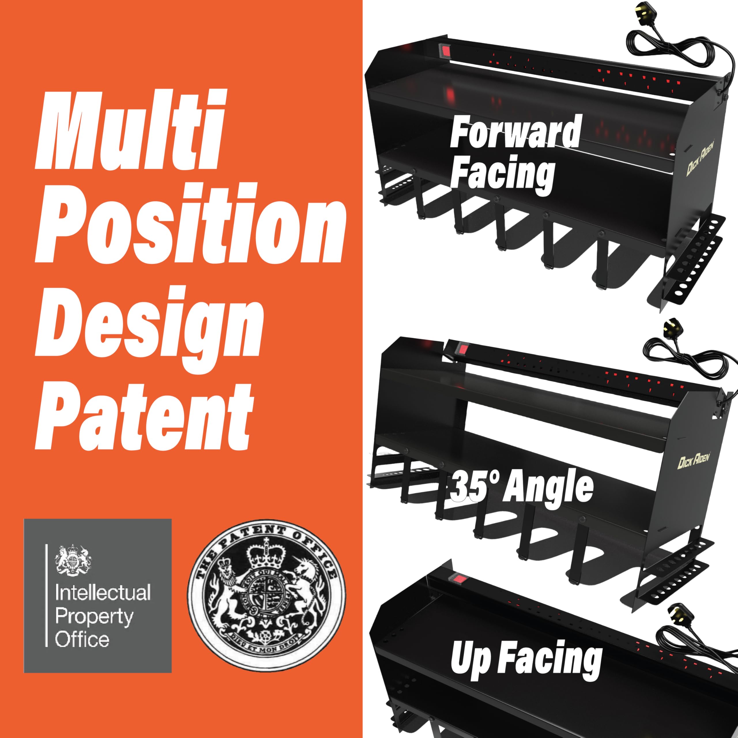 Toolganize Power Tool Organiser, Storage Rack with Power Strip Charging Station, Heavy-Duty for Workshop & Garage Tools - 4 Slot, Milwaukee Red.