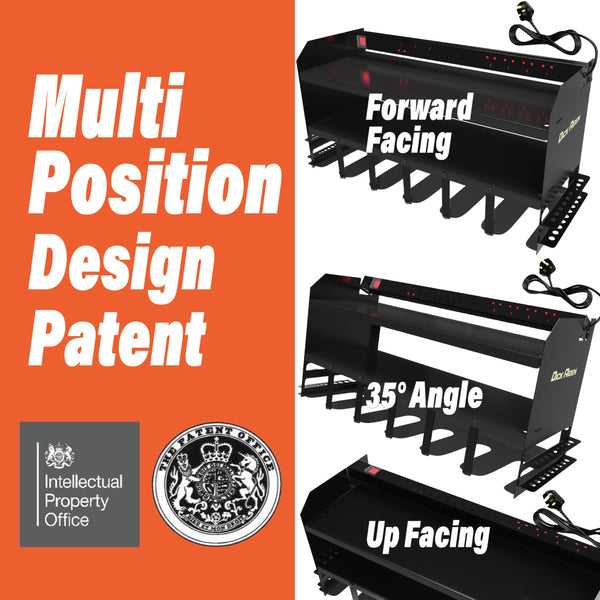 Toolganize Power Tool Organiser, Storage Rack with Power Strip Charging Station, Heavy-Duty for Workshop & Garage Tools - 4 Slot, Milwaukee Red.