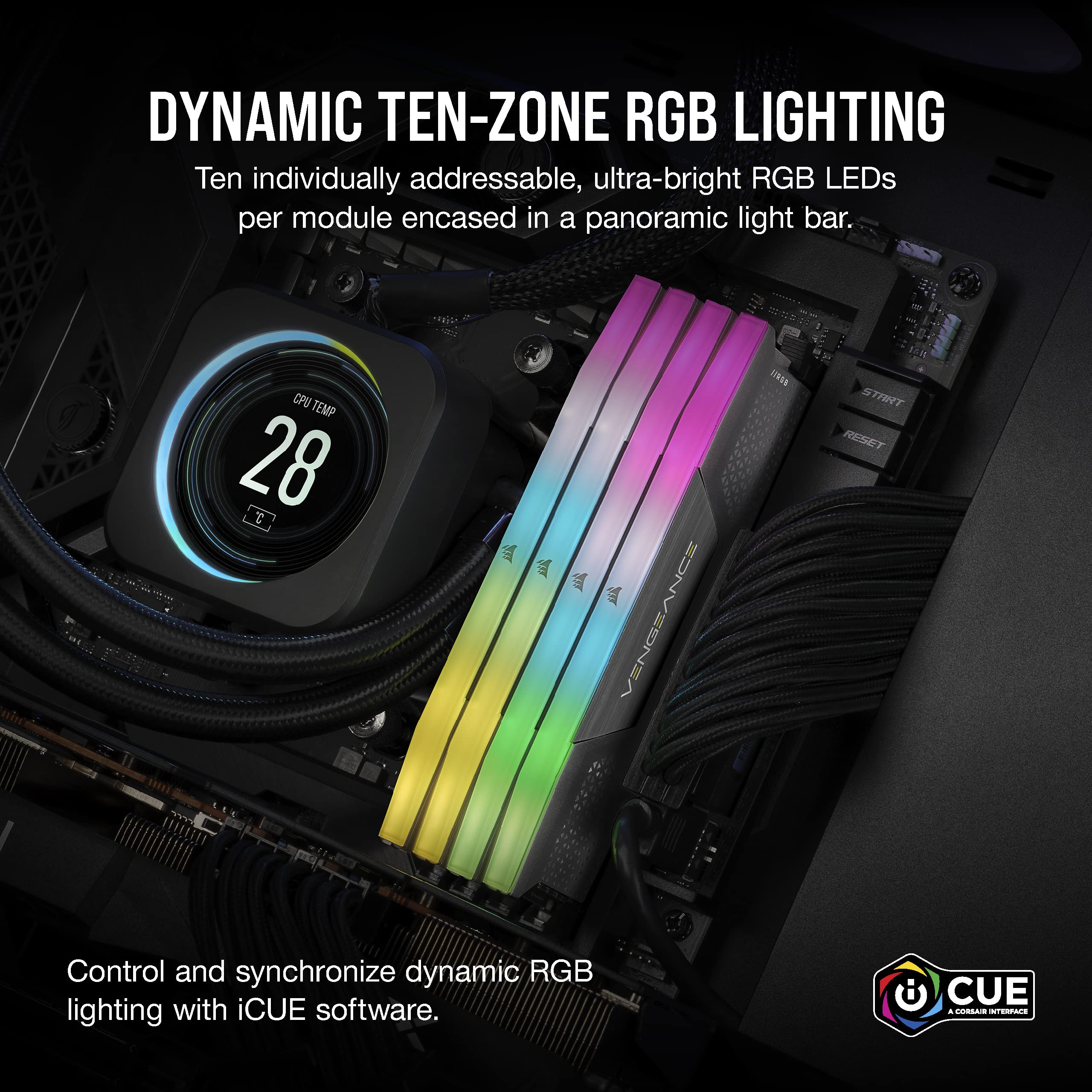 CORSAIR VENGEANCE RGB DDR5 32GB (2x16GB) DDR5 6000MHz CL30 AMD EXPO Intel XMP iCUE Compatible Computer Memory – Gray (CMH32GX5M2B6000Z30K)