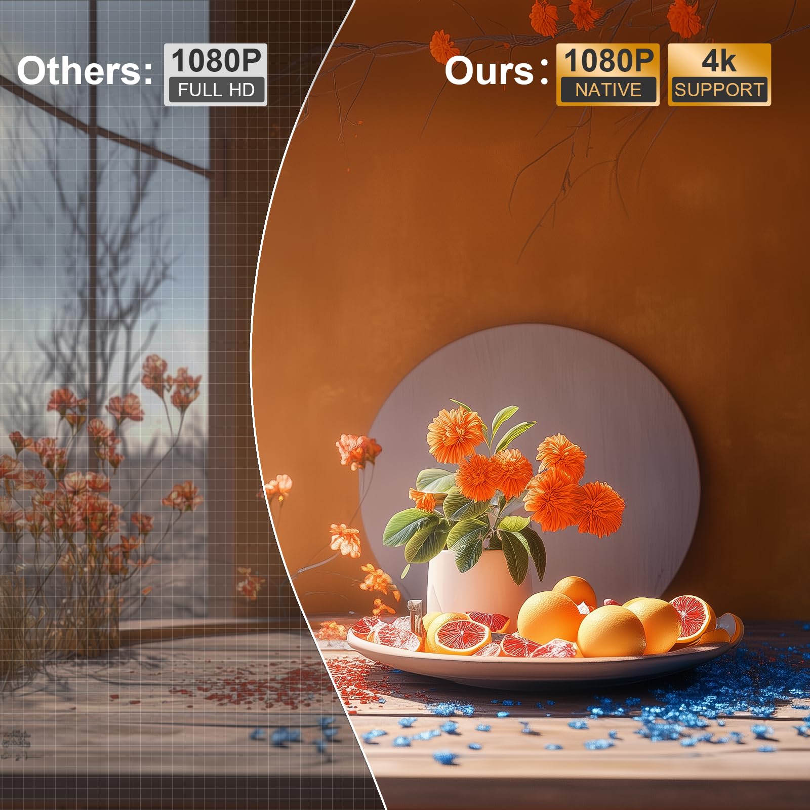 [Official Netflix Certified & Auto Focus] Smart Projector 4K Support, XuanPad Mini Projector for Bedroom, 800 ANSI, Auto Keystone, 3D Stereo Sound WiFi Bluetooth Projector with 360°Adjustable Stand