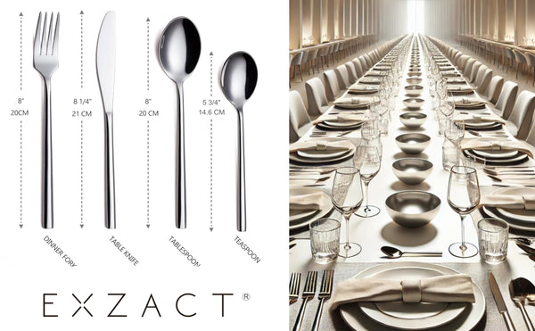Exzact Cutlery Set Forged Stainless Steel 24pcs - 6 x Forks, 6 x Table Knives, 6 x Table Spoons, 6 x Teaspoons Flatware/Silverware/Home - Service for