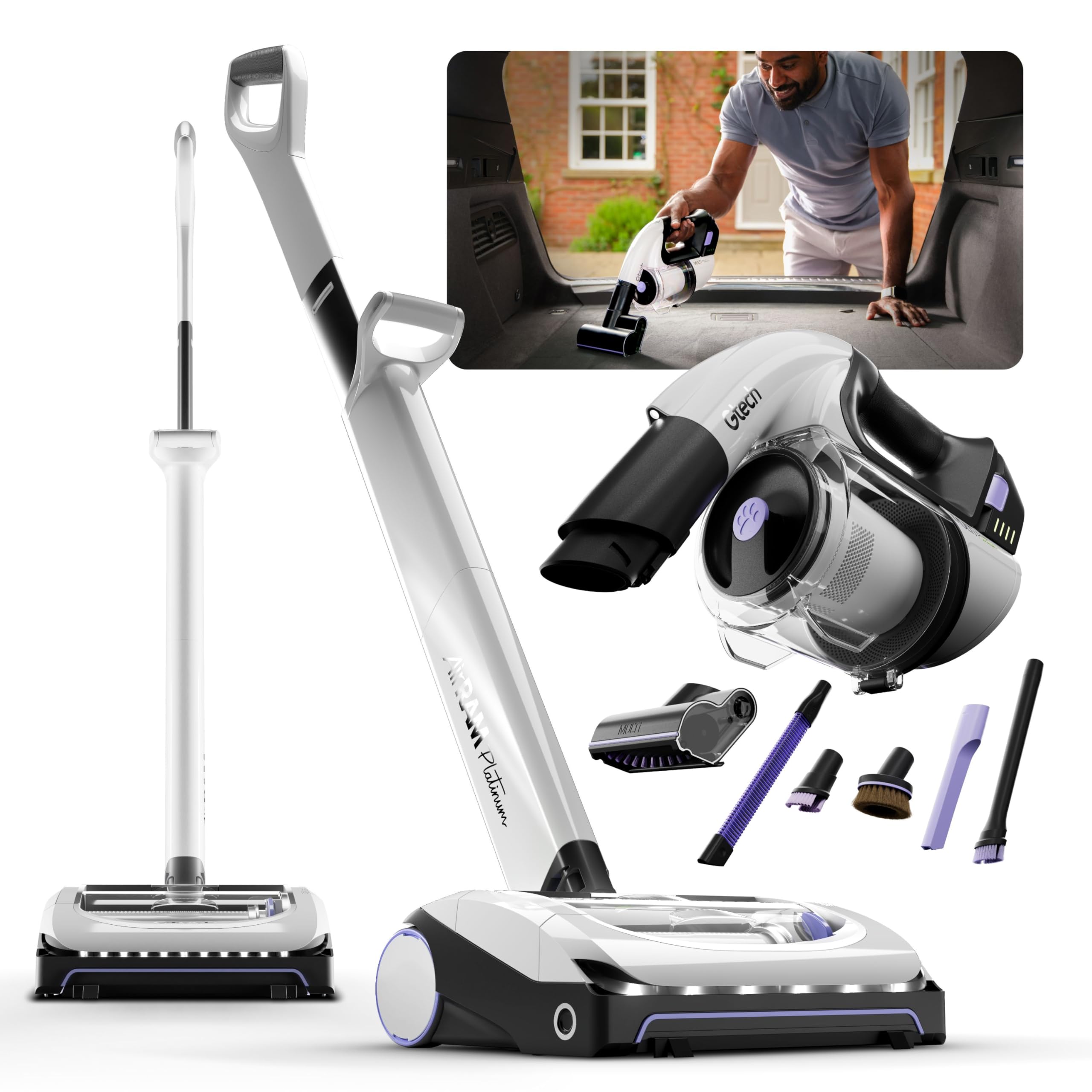 Gtech System, Airram MK2 + Multi MK2 Cordless Vacuum Cleaner Bundle, Combined 60 Mins Runtime