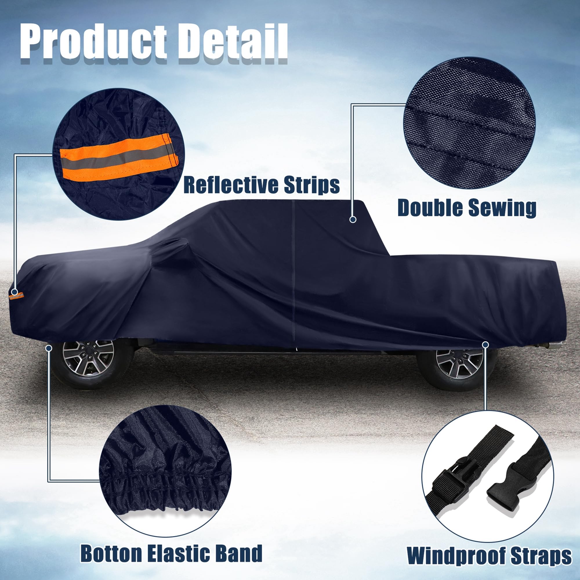 X AUTOHAUX All-Weather Pickup Truck Cover for Toyota Tacoma Crew Cab Pickup 4 Door 6.1 Feet Bed (2005-2021) - Waterproof, UV-Resistant, and Windproof with Left Door Zipper, 190T PU Material