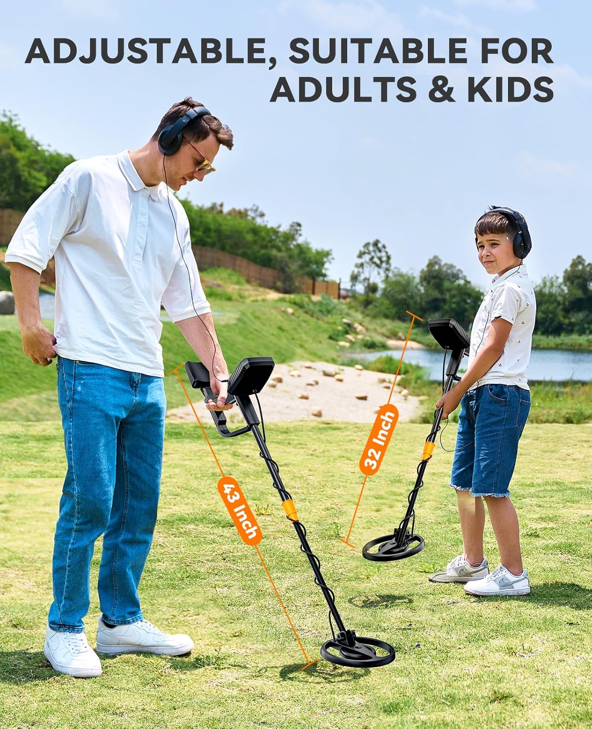 SUNPOW Metal Detector for Adults & Kids, Waterproof Metal Detector for Gold Detecting, Stable Anti-interference, Big LCD Display, 4 Modes, IP68 Search Coil -OTMD13