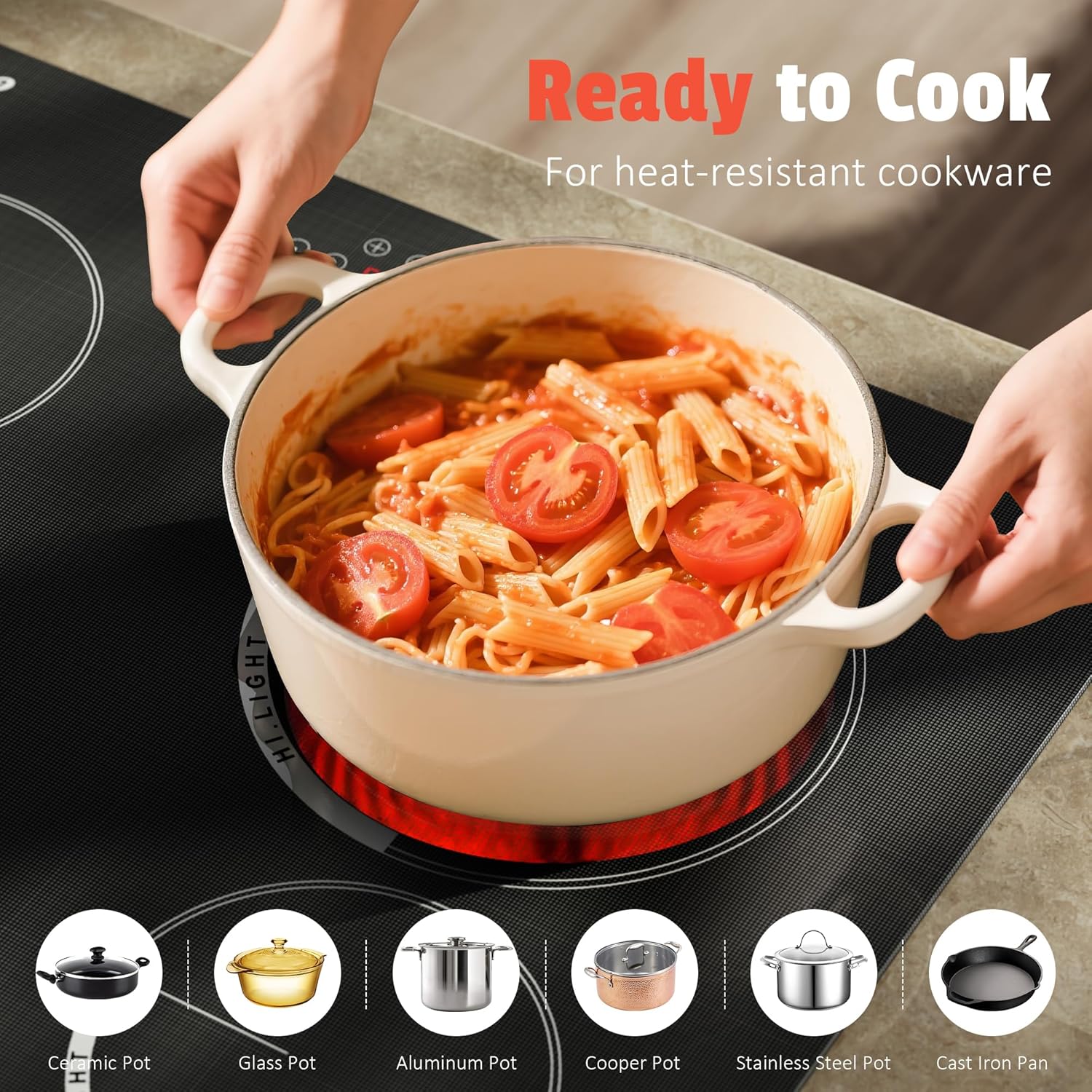 Cooksir Electric Hob 60cm, Ceramic Hob 4 Ring 6700W, Electric Hob 4 Zone with Expandable Dual and Oval Zone, Built-in Hob with Frame, Timer, Safety Lock, 220-240V(No Plug)