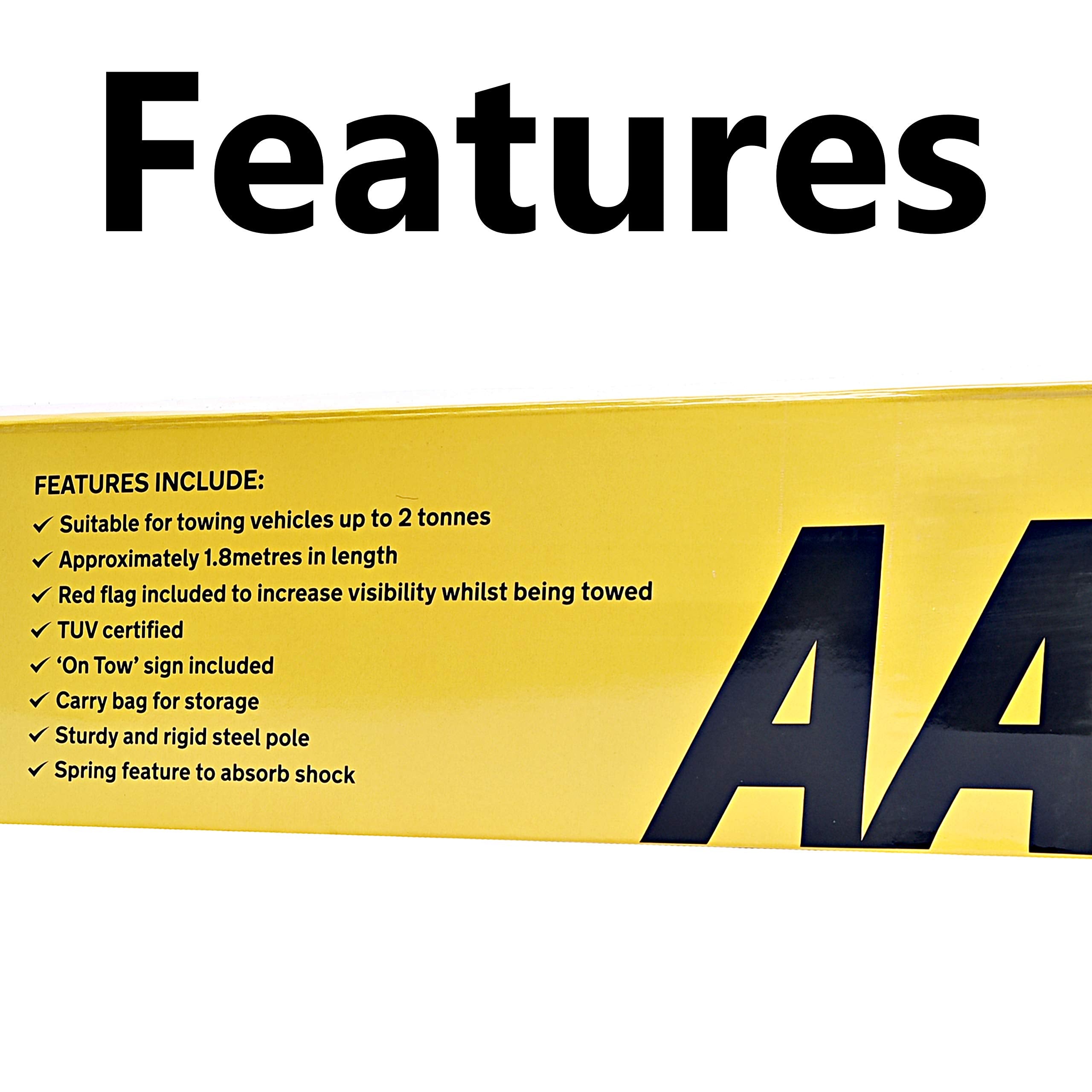 AA 2T 3.5 m Tow Rope AA6189 – Yellow Strap-Style Towing Belt for Car Breakdowns Other Vehicles up to 2 Tonnes
