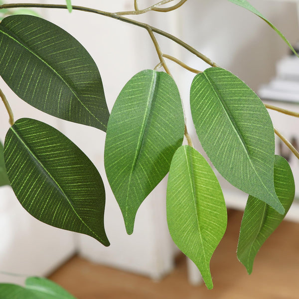 Fopamtri Artificial Ficus Plant 150 cm Large Fake Plants Indoor with Natural Wood Trunk, Fake Potted Ficus Tree for Home Bedroom Office Balcony Garden
