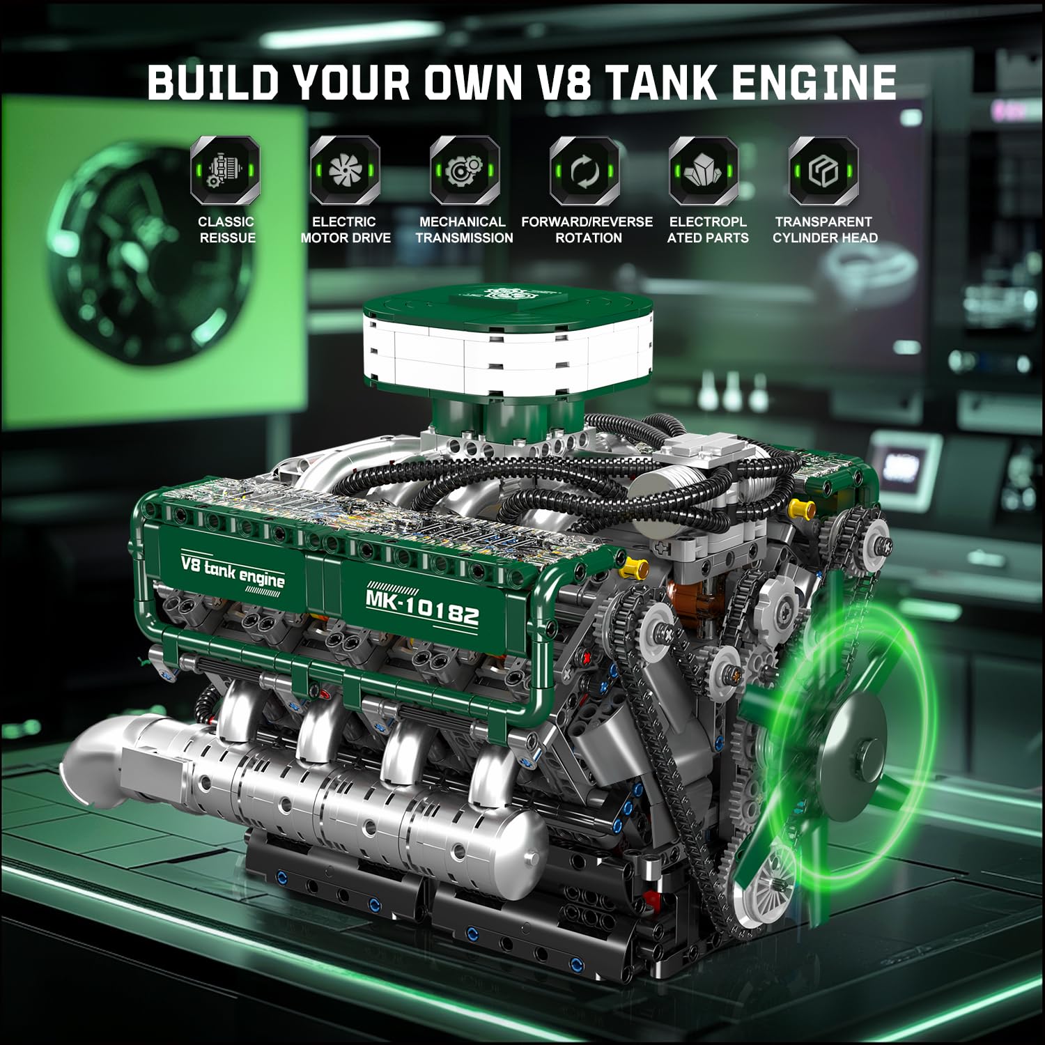 Mould King V12 Engine Building Block Sets, V12 Engine Model Kit That Runs, MOC Engineering Model Building Kit with Battery and Motor, Engineering Building Blocks for Adults (3472 PCS)