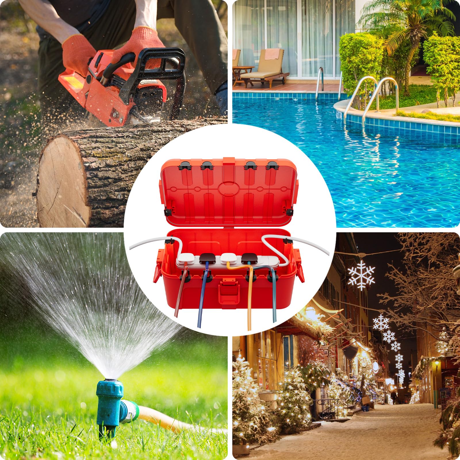 RESTMO Extra Large Waterproof Electrical Box, IP54 Weatherproof Outdoor Outlet Cover, Protect Outlet, Plug, Timer, Power Strip (Not Included), Holiday Light Decoration, 32 x 22 x 13 cm, Black