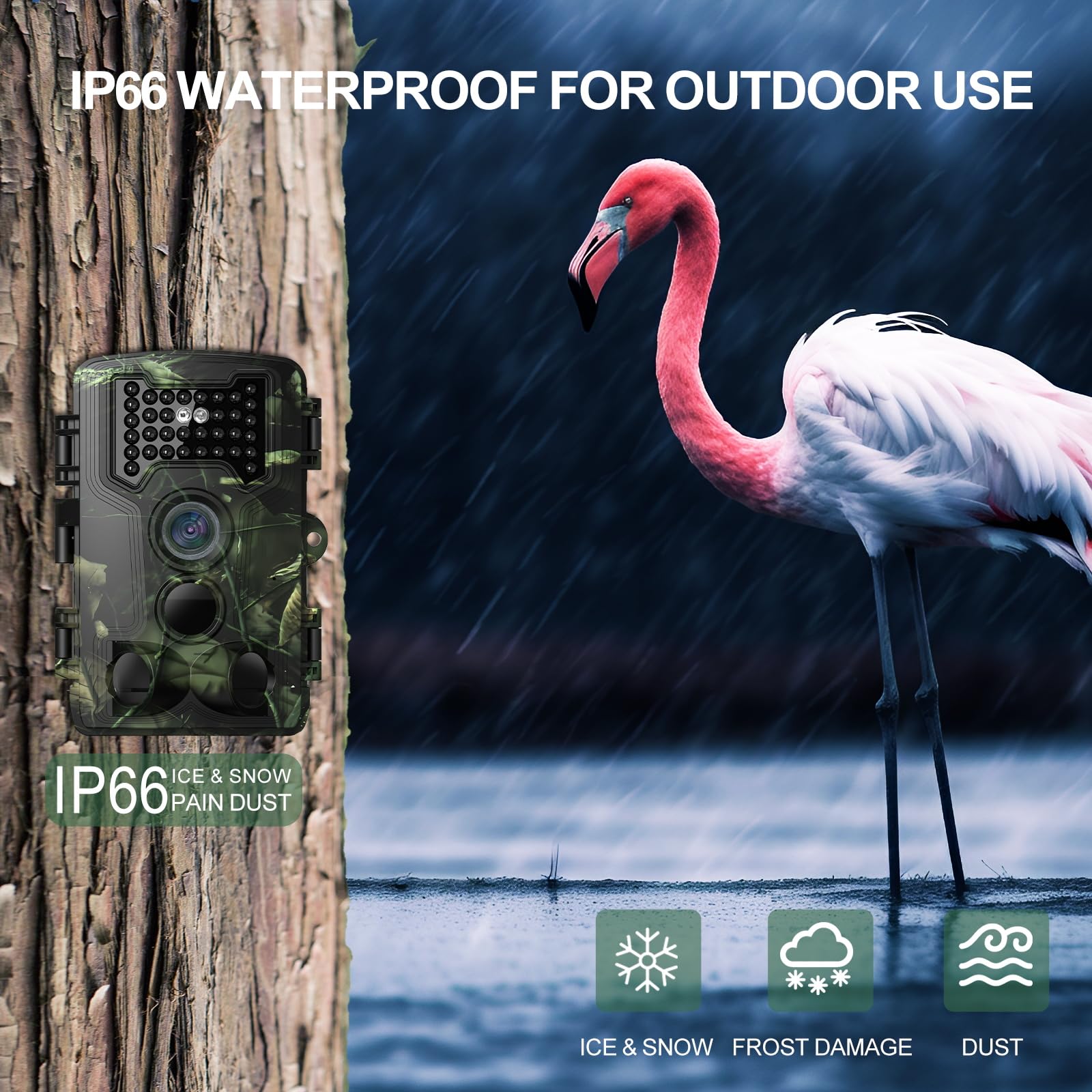 Wildlife Camera 2.7K Trail Camera 58MP with 960nm IR LEDs Night Vision Motion Activated Hunting Camera IP66 Waterproof 0.2s Trigger Time Game Camera for Wildlife Monitoring with 32GB Card&Card Reader