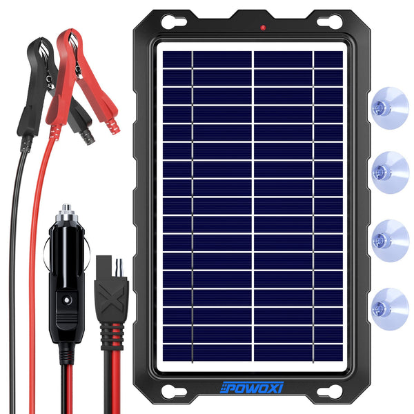 Upgraded 7.5W-Solar-Battery-Trickle-Charger-Maintainer-12V Portable Waterproof Solar Panel Trickle Charging Kit for Car, Automotive, Motorcycle, Boat,