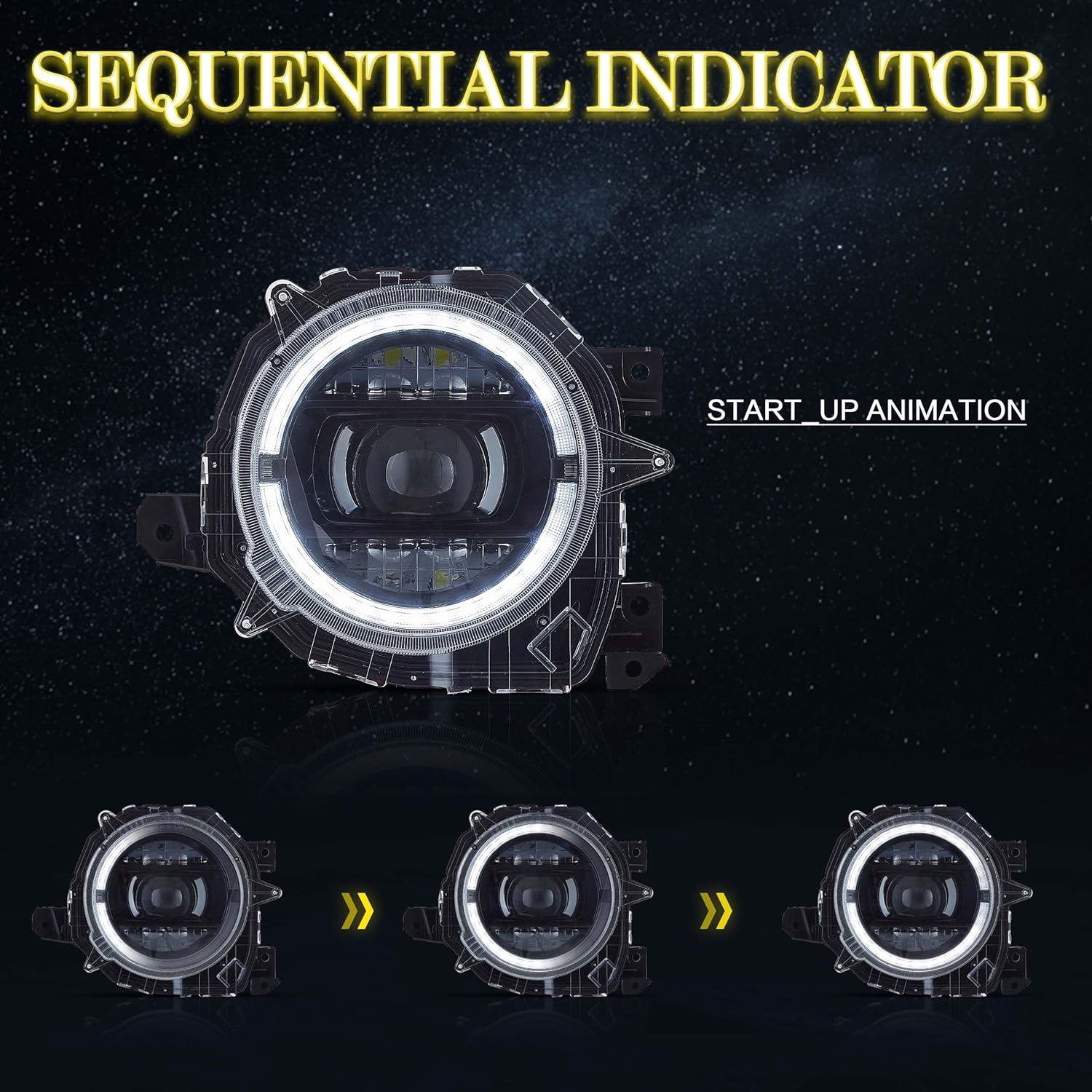 VLAND Headlights Compatible with 2019-2023 SUZUKI JIMNY, LED Front Light with Dynamic Startup DRL