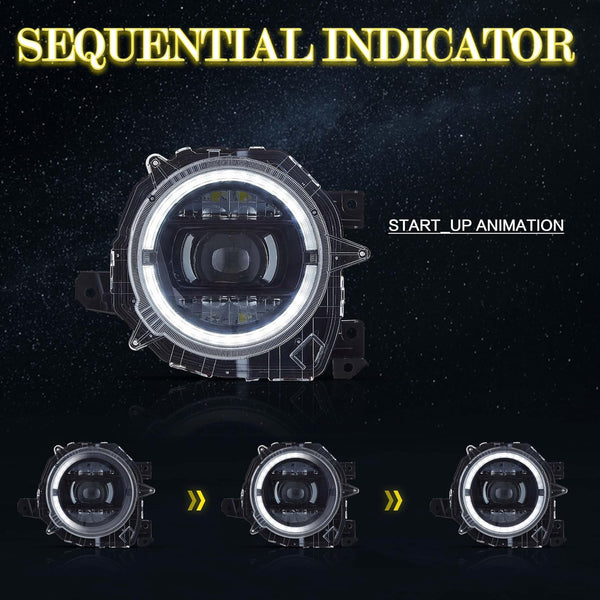 VLAND Headlights Compatible with 2019-2023 SUZUKI JIMNY, LED Front Light with Dynamic Startup DRL