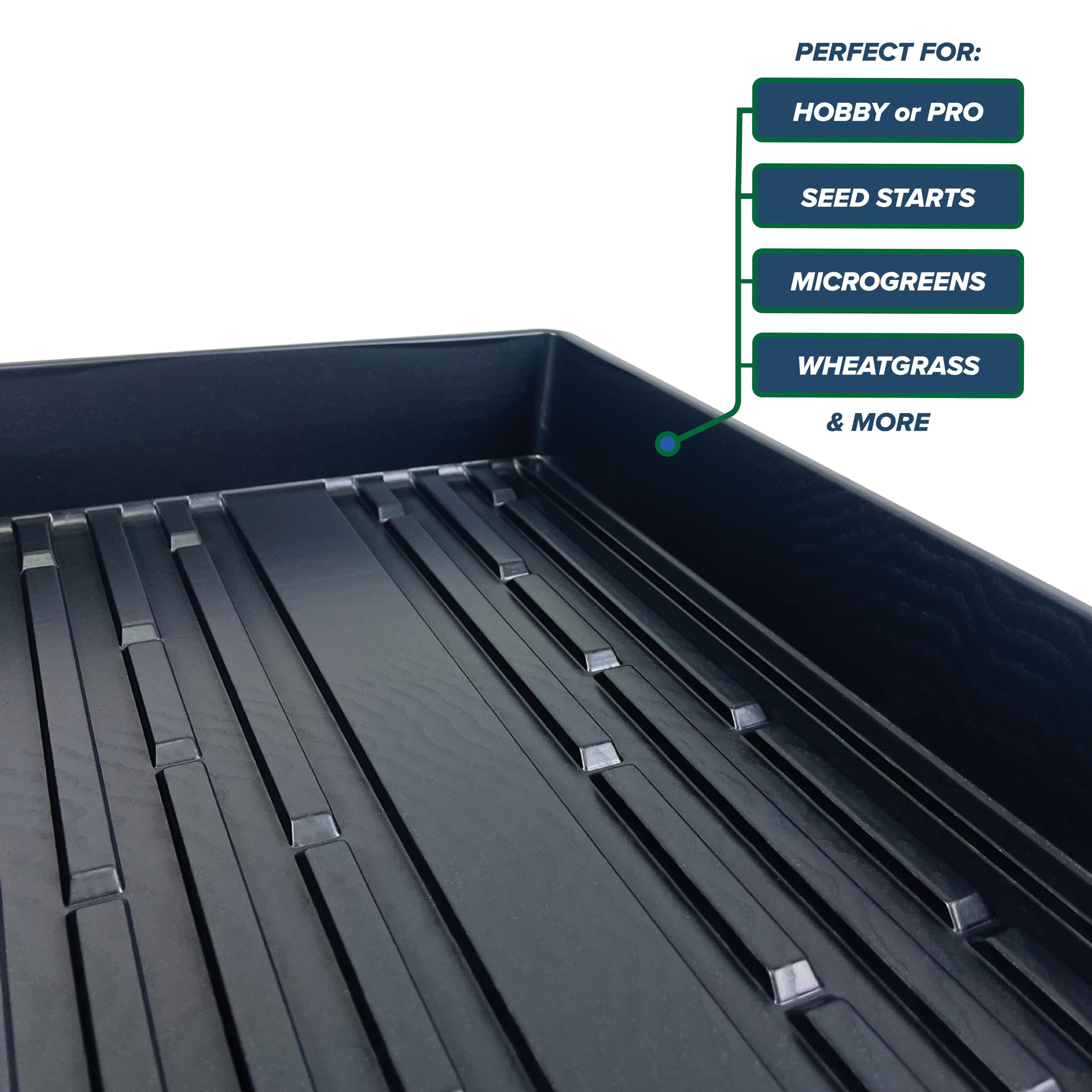 10 Plant Growing Trays (No Drain Holes) - 20" x 10" - Perfect Garden Seed Starter Grow Trays: for Seedlings, Indoor Gardening, Growing Microgreens,