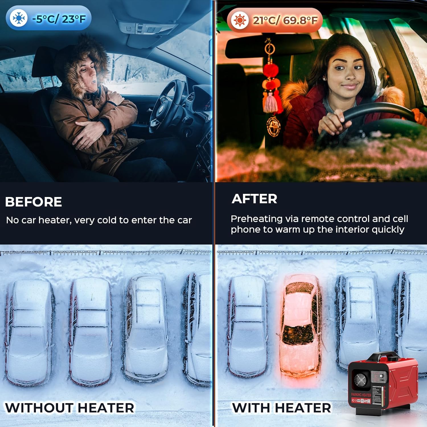 GEARLASSO Diesel Heater 8KW 12V/24V, All in One Air Parking Heater APP Control, Remote Control LCD Display, Fast Heating Low Noise for RV Boat Car Garage Home Tent Truck