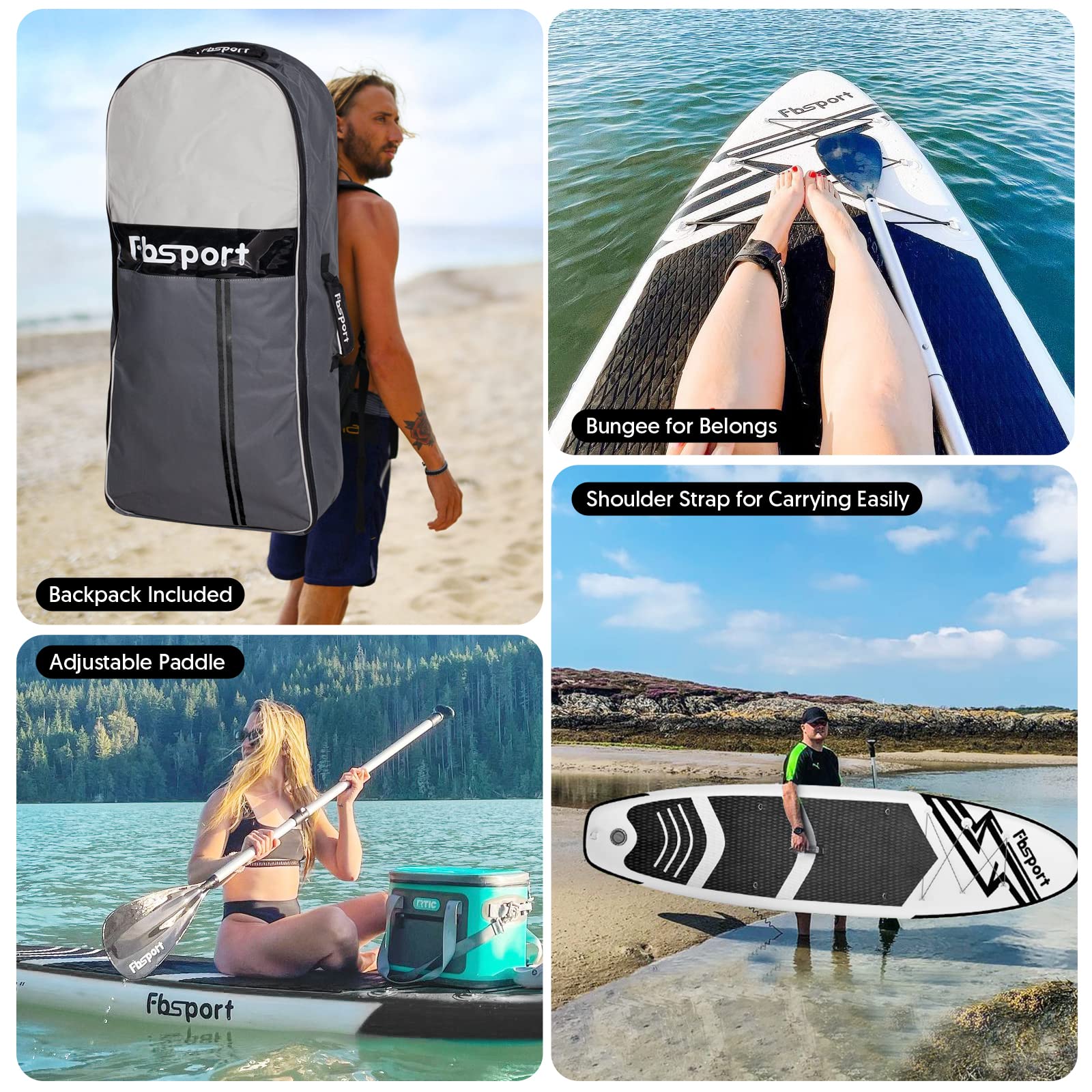 FBSPORT Inflatable Stand Up Paddle Boards,SUP Board,6" Thick Stand Up Paddle Boarding,Paddling Board for Youth & Adult,Surfboard,SUP with Adjustable Paddle/Backpack/Pump/Removable Fin