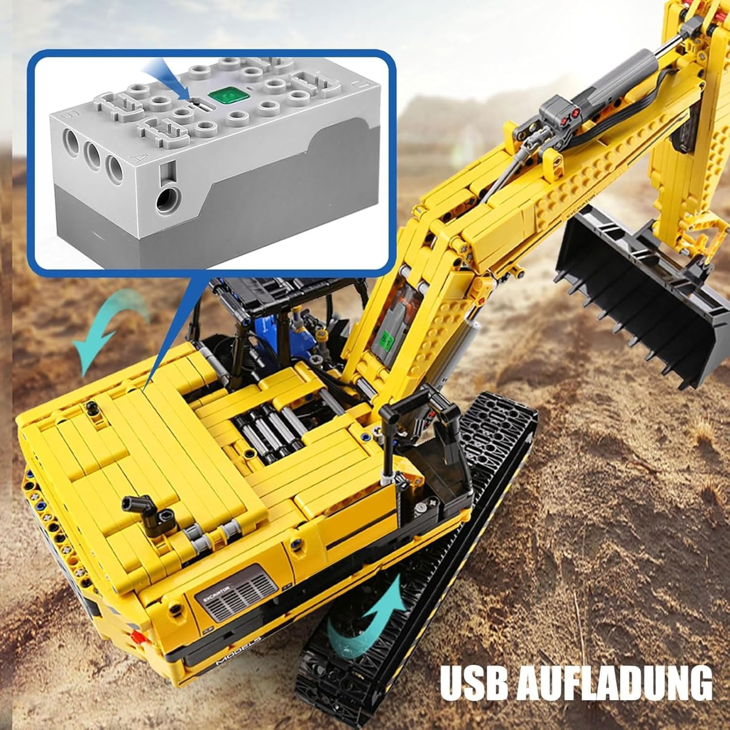 Mould King 13112 Remote Control Excavator Building Toy, APP Control Digger Kits Gift for Assembly Toy Collection Fans,Yellow