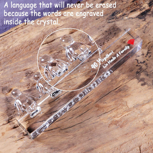 Movdyka Crystal 40th Ruby Wedding Anniversary Sets Idea Gifts for Her Wife, 40 Years Together We Made A Family Figurines Ornaments for Him (3