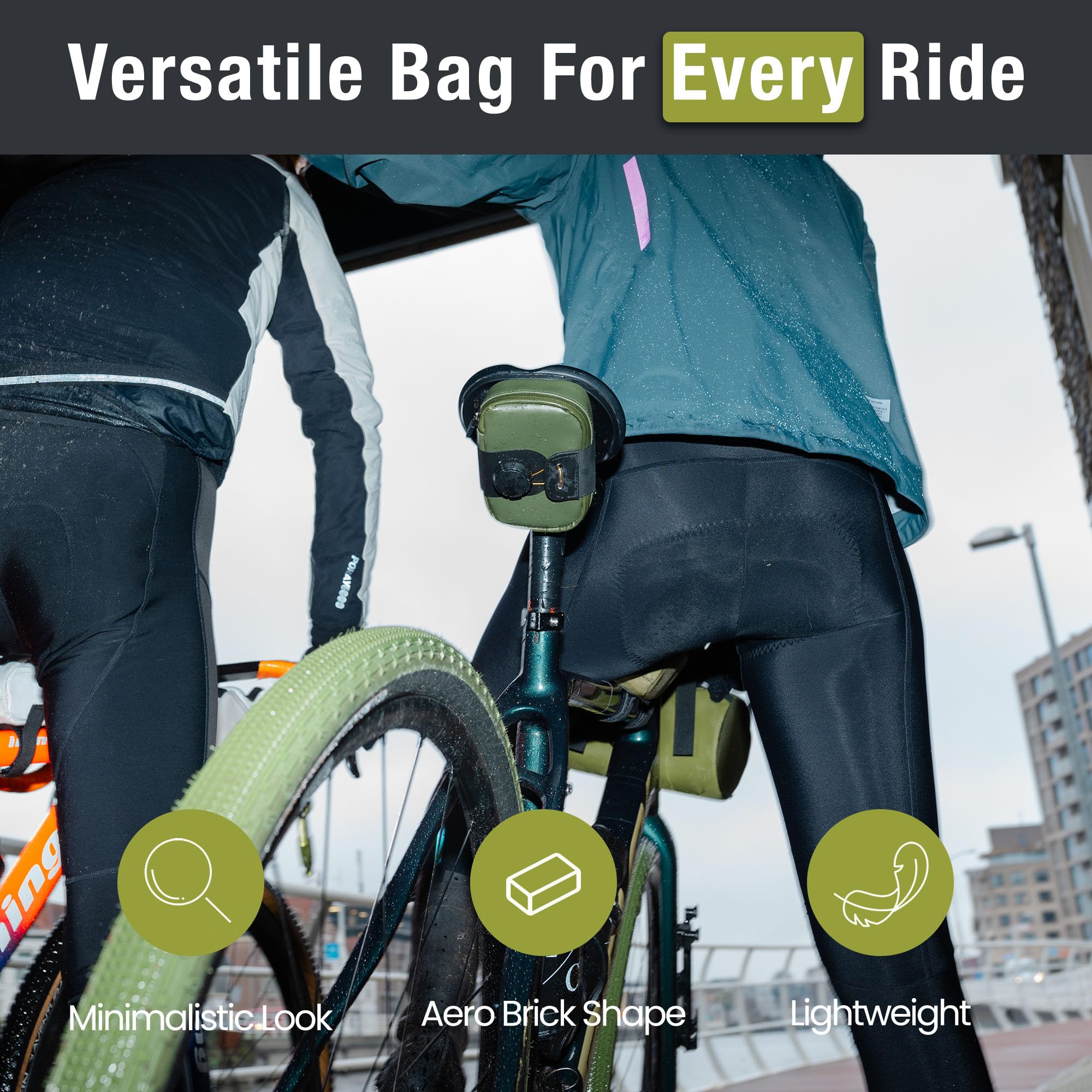 Lumiere & Co. Falcon Magnetic Bike Saddle Bag – 0.69L | 6" x 3.5" x 2" | Sleek Minimalist Brick Design, Fast Magnetic Buckle Attachment | Road Cycling–Specific Bike Seat Bag (Black, Large)