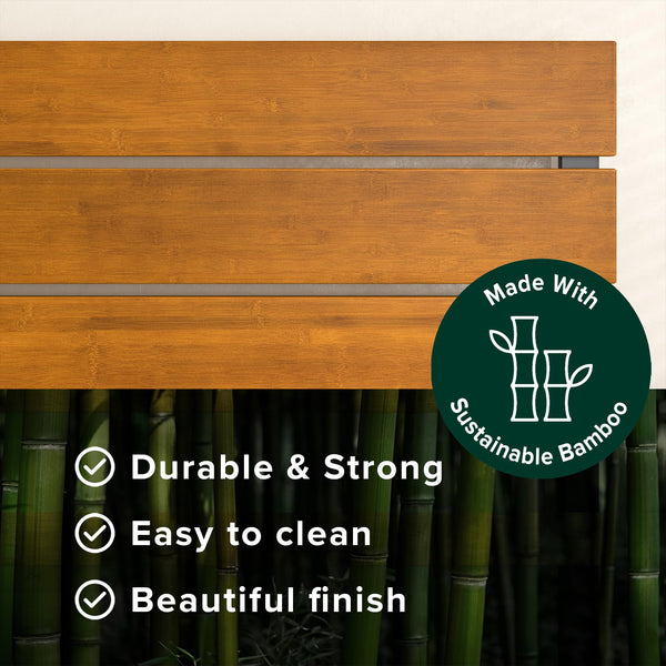 Zinus Paul Super King Bed frame - Bed 180x200 cm - 36 cm Height - Metal and Wood Platform Bed frame with Wood slat support - Natural Brown and Black