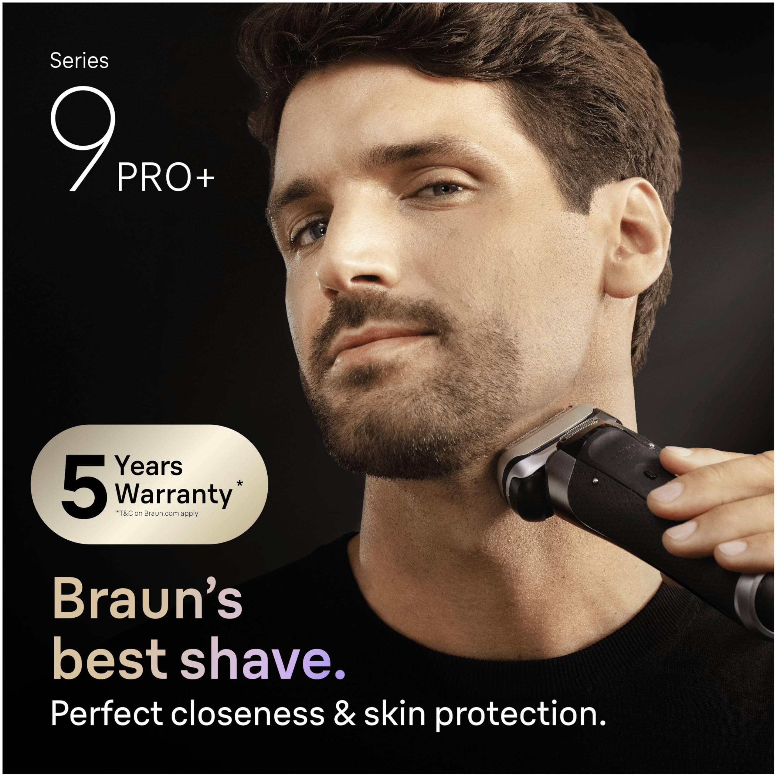 Braun Series 9 PRO+ Electric Shaver, 5+1 Ultra Thin Precision Blades, Pro SensoAdapt, Up to 60 min, Charging Stand, Wet & Dry Foil Razor for Men, 9610SI, Black