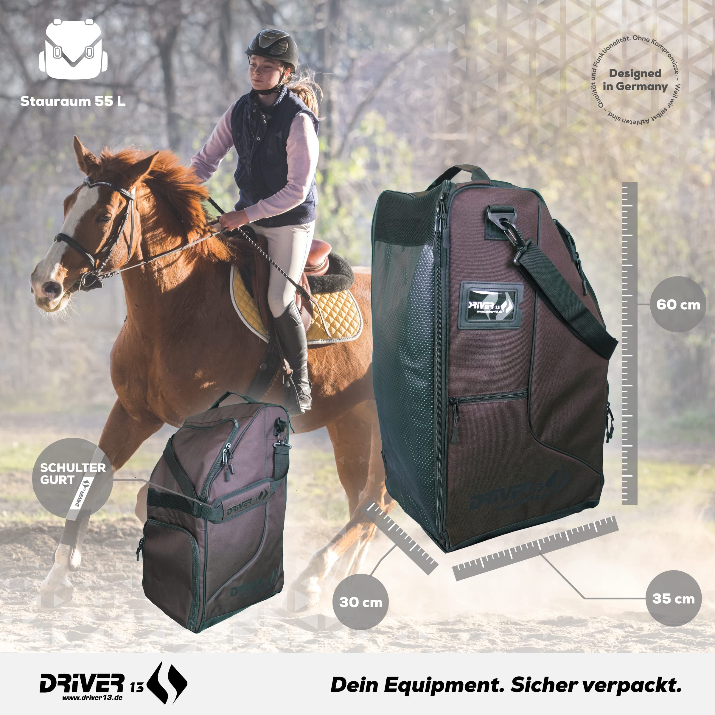 Driver13 ? Deluxe Boot Bag for Riding Boots Brown