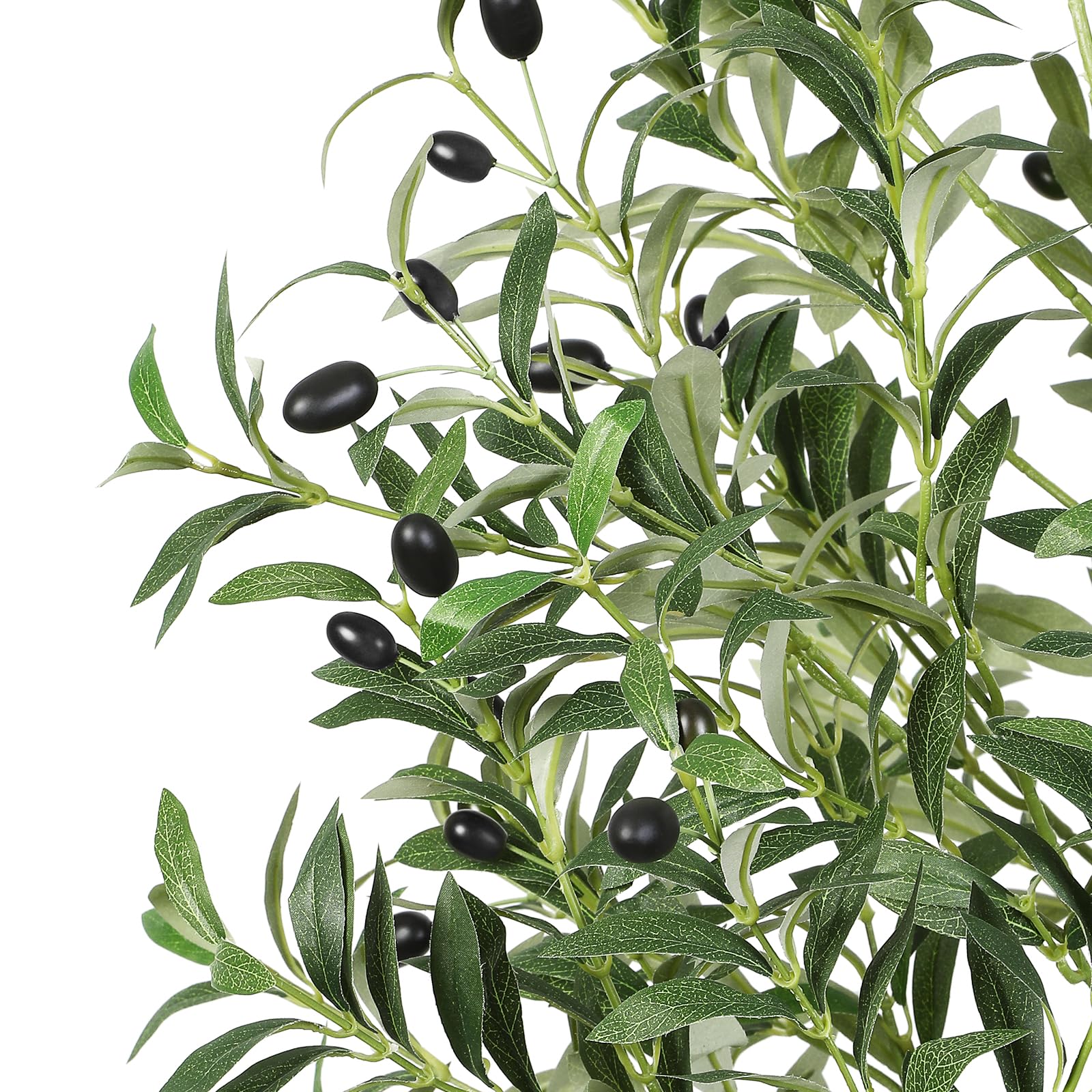 Alupssuc 4FT Olive Tree Artificial, Faux Olive Tree with White Pot, Fake Olive Plant Indoor Outdoor with Natural Wood Trunk & Lifelike Fruits, Perfect