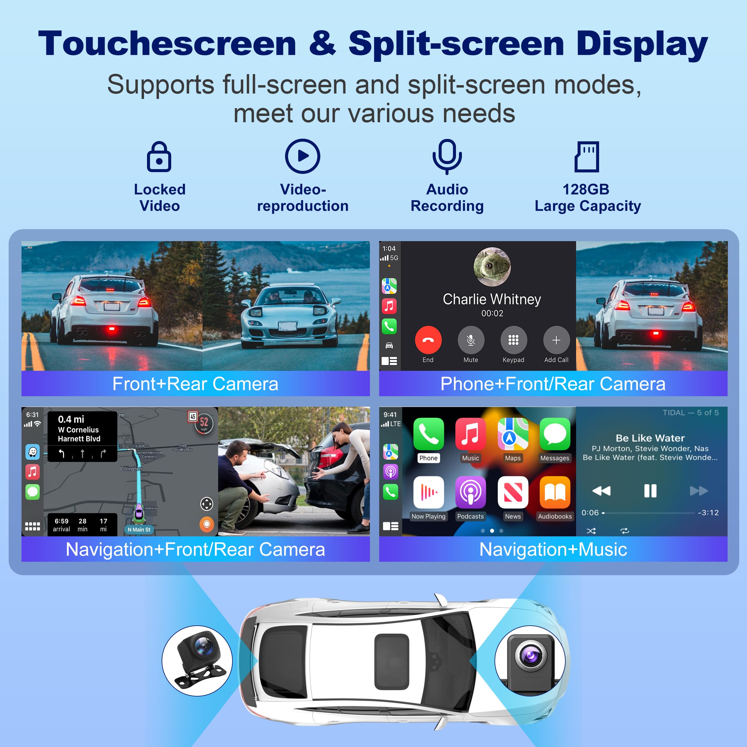 Portable Car Stereo,for Wireless Apple Carplay & Android Auto,7 Inch 1080P HD Touch Screen Radio with BT 5.0, Mirror Link Support Truck RV Dash Mount (7 inch)