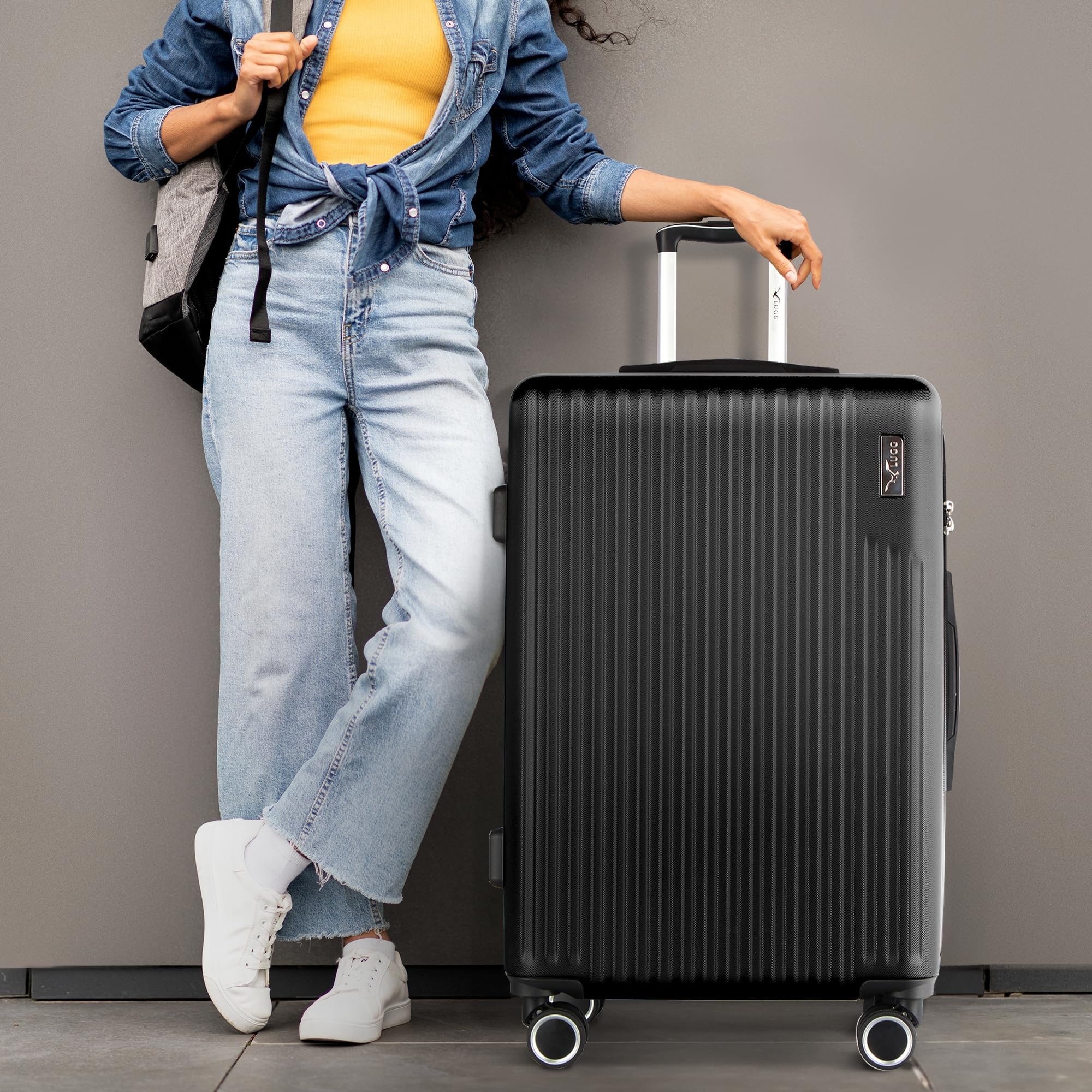 LUGG 15 Inch Vacay Cabin Case - 45x36x20 cm, Airline Approved Carry On Suitcase, ABS Lightweight Suitcase, Water Resistant Hard Suit Case with 360° Spinner Wheels, Carry On Bag with TSA Indent Lock