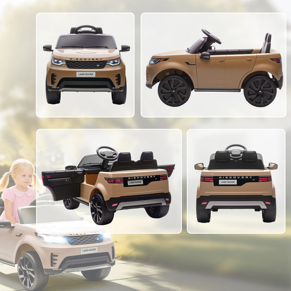 AIYAPLAY Land Rover Discovery Licensed 12V Electric Car for Kids, Ride on SUV with Remote Control, 4 Wheel Suspension System, Slow Start, LED Lights, Music, for 3-6 Years Old, Khaki