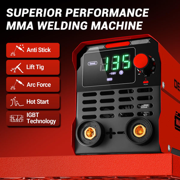 MIG Welder 135Amp: DEKO 220V Flux Core MIG/Lift TIG/Stick 3-in-1 Welding Machine IGBT Inverter Portable Kit with Welding Gun, Wire