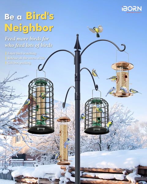 iBorn Squirrel Proof Bird Feeder Pigeon Proof Cage Bird Feeder for Outside with Squirrel, Pestoff Hanging Wild Bird Seed Feeder for Mix Seed Blends,