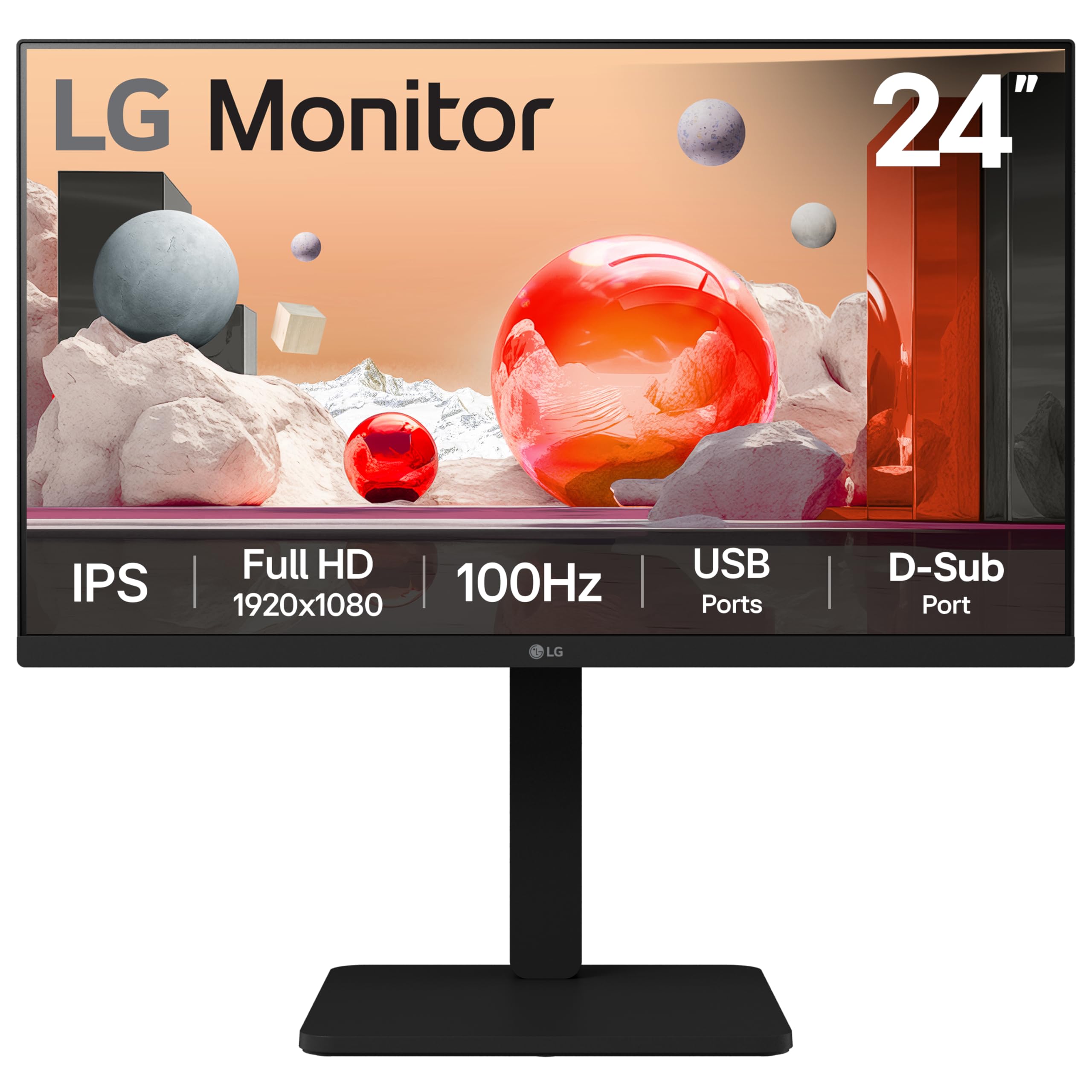 LG Electronics Monitor 27MR400-B, 27 Inch, Full HD 1080p, 100Hz, 5ms GtG, IPS Panel, AMD FreeSync, Smart Energy Saving, Anti-Glare, HDMI, Matte Black